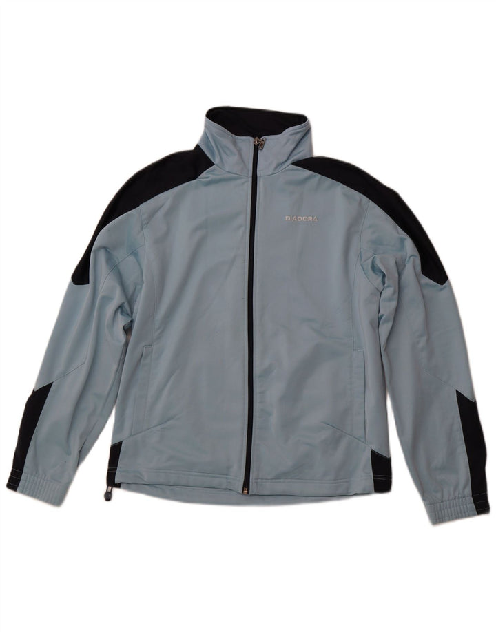 DIADORA Mens Tracksuit Top Jacket UK 36 Small Blue Colourblock Polyester