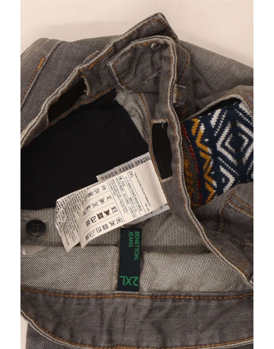 BENETTON Girls Distressed Straight Jeans 11-12 Years 2XL W28 L28  Grey