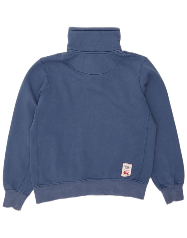 Canterbury Mens Button Neck Sweatshirt Jumper Medium Blue Cotton