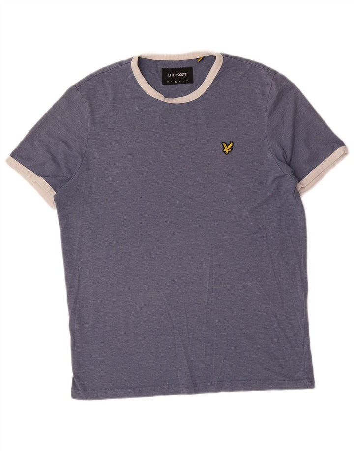 Lyle & Scott Mens T-Shirt Top Medium Blue Polyester