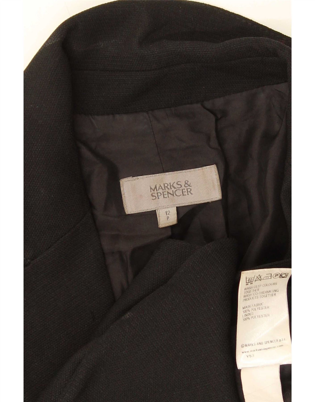 Marks & Spencer Womens 1 Button Blazer Jacket UK 12 Medium Black Polyester