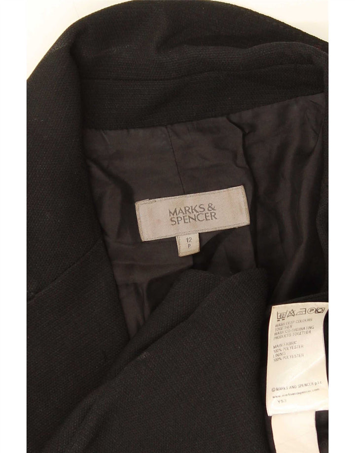Marks & Spencer Womens 1 Button Blazer Jacket UK 12 Medium Black Polyester