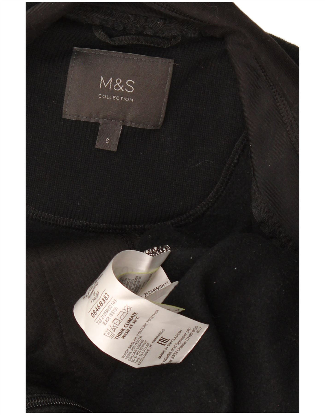 MARKS & SPENCER Womens Oversized Fleece Jacket UK 10 Small Black Polyester