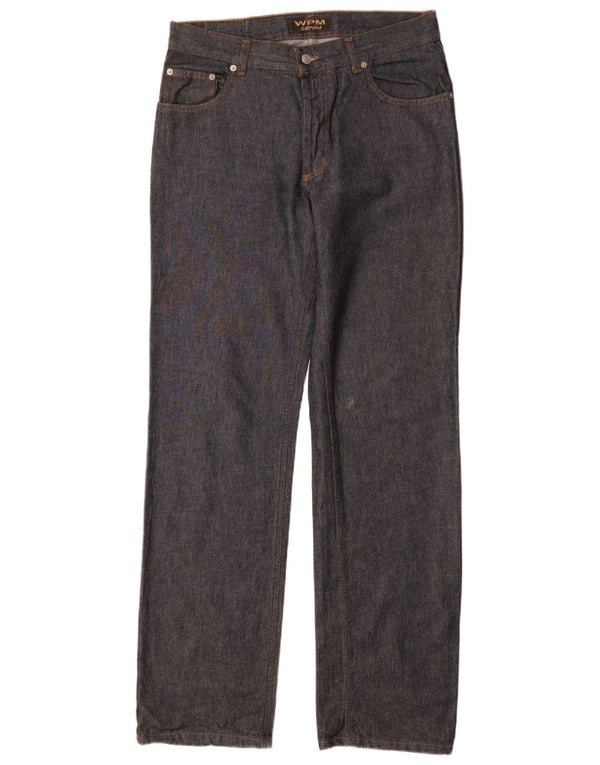 WAMPUM Mens Straight Jeans IT 48 Medium W33 L35 Navy Blue Cotton