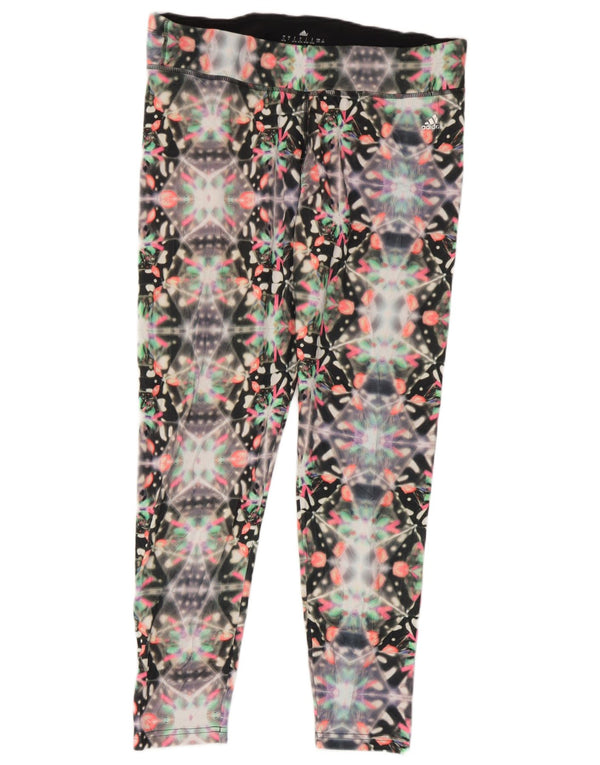 Adidas Womens Climalite Leggings UK 16/18 Large  Black Geometric Polyester