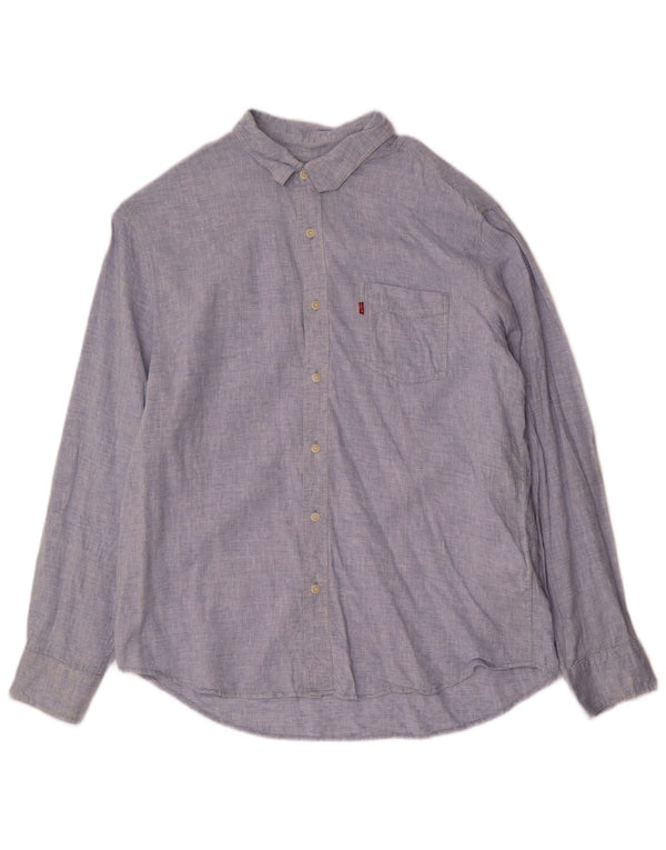 Levi's Mens Standard Shirt Large Blue Linen