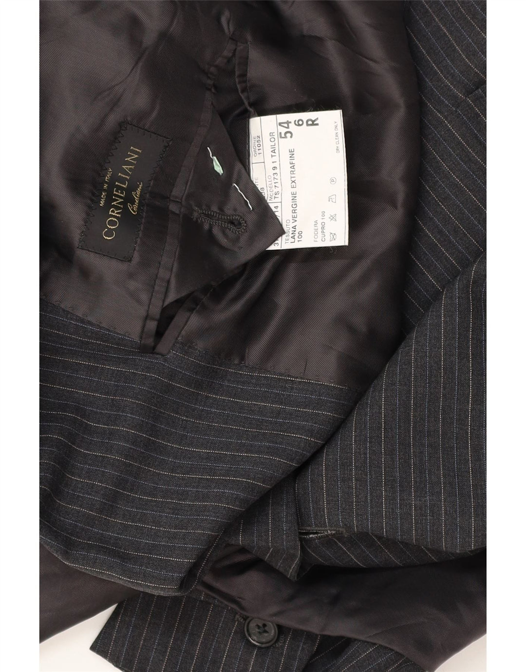 Corneliani Mens 3 Button Blazer Jacket IT 54 2XL Grey Pinstripe Virgin Wool