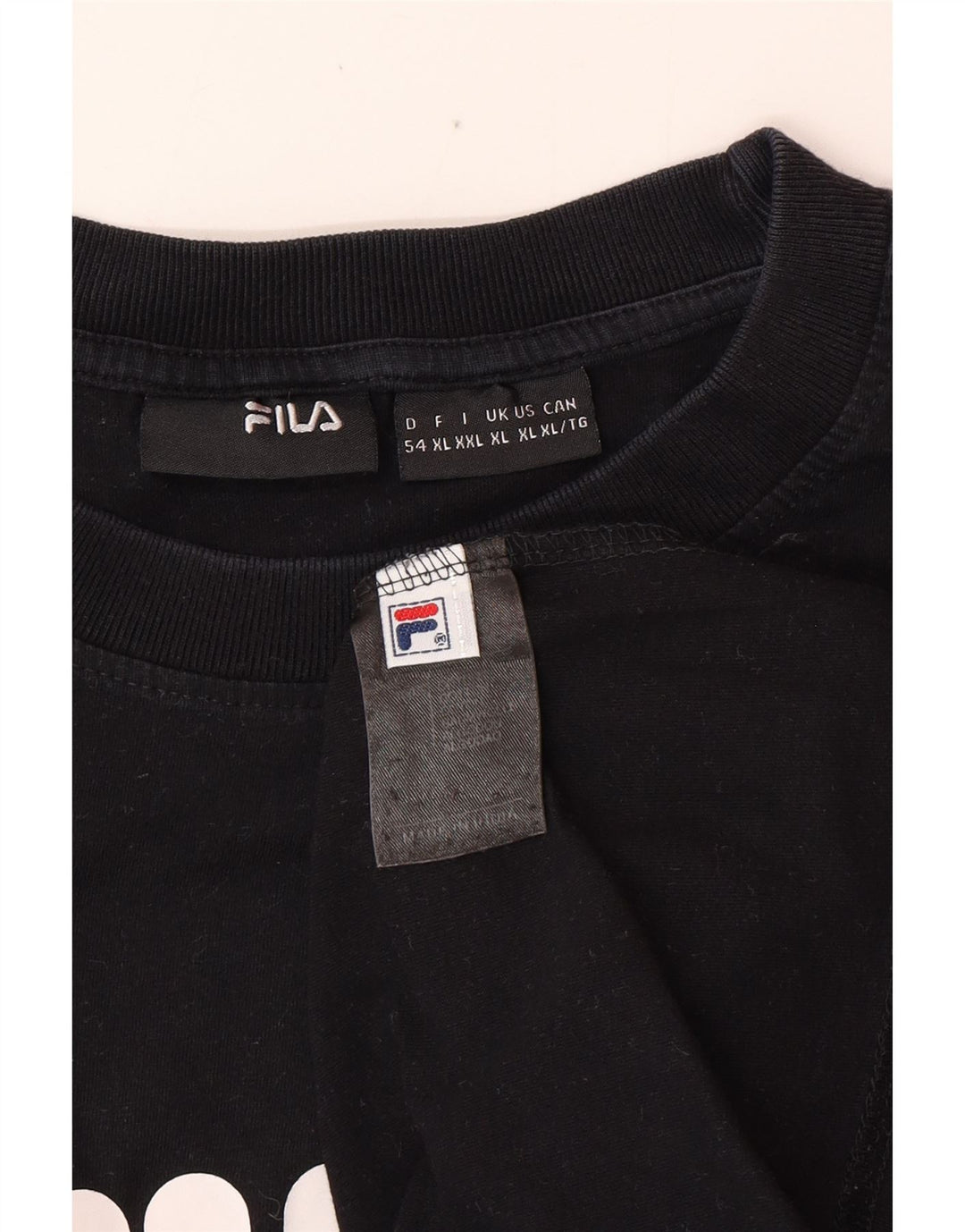 FILA Mens Graphic T-Shirt Top XL Black Cotton