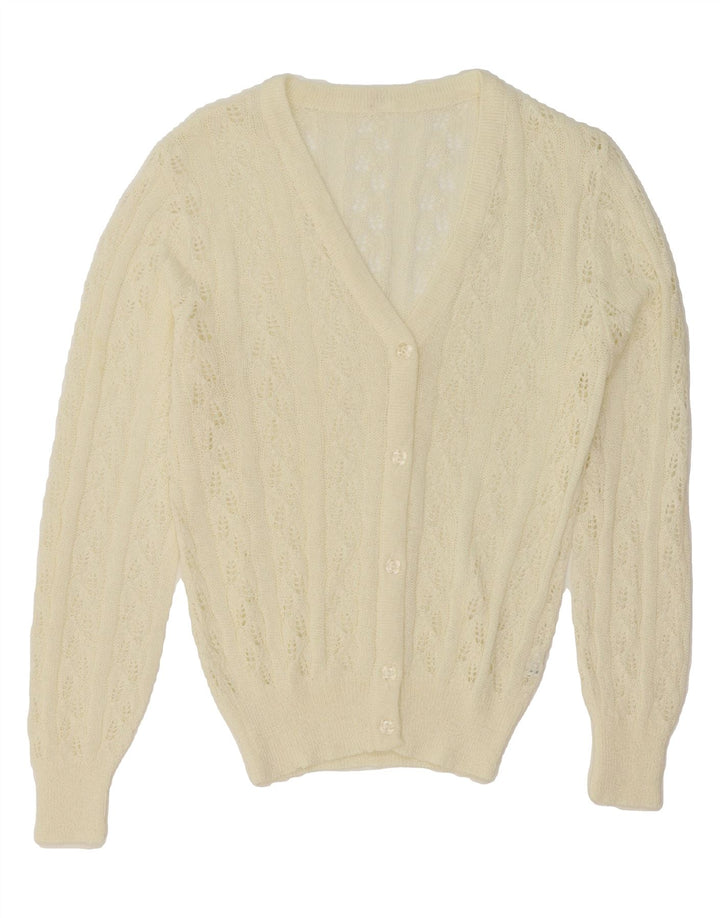 VINTAGE Womens Cardigan Sweater UK 10 Small White Vintage Vintage and Second-Hand Vintage from Messina Hembry 