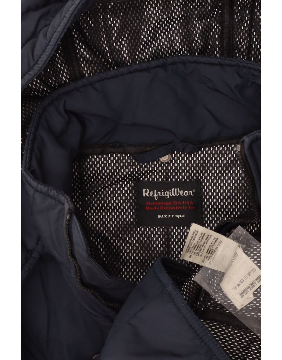REFRIGIWEAR Womens Hooded Padded Jacket UK 10 Small Navy Blue Polyamide Vintage Refrigiwear and Second-Hand Refrigiwear from Messina Hembry 