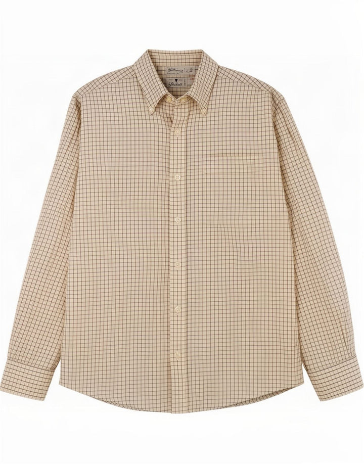 Vintage Mens Shirt Medium Off White Check