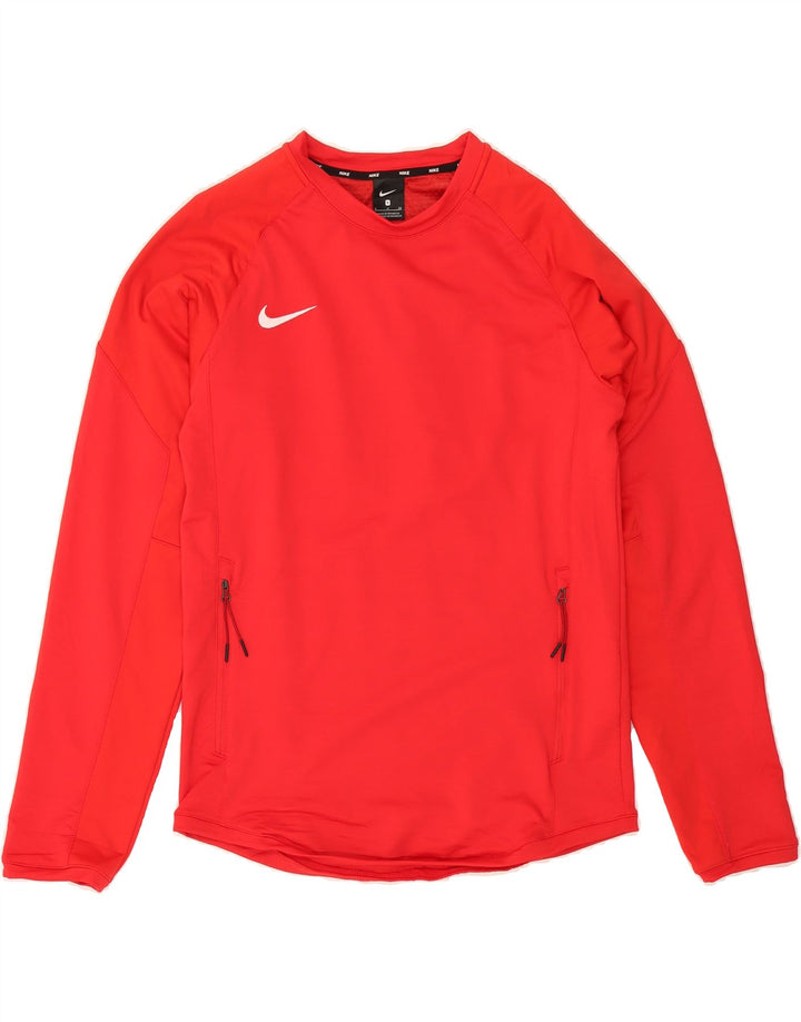 NIKE Mens Top Long Sleeve Small Red Polyester Vintage Nike and Second-Hand Nike from Messina Hembry 