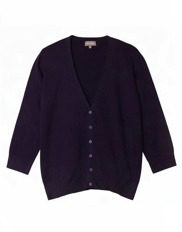 Phase Eight Womens 3/4 Sleeve Cardigan Sweater UK 10 Small Navy Blue