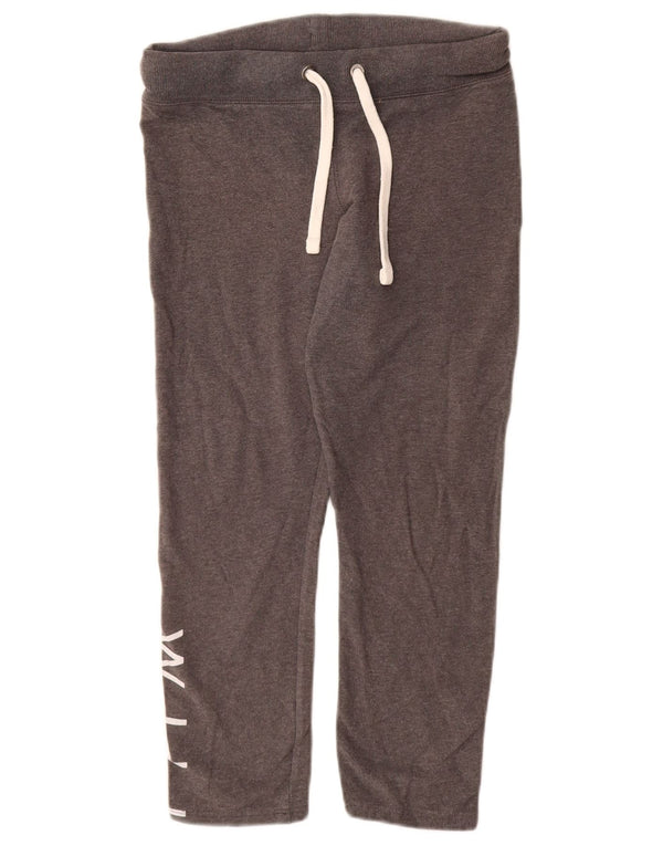 JACK WILLS Womens Graphic Crop Tracksuit Trousers UK 6 XS Grey Cotton