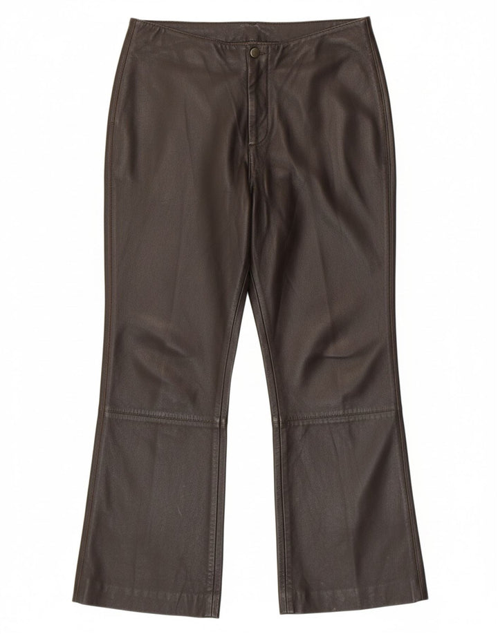 HELIUM Womens Bootcut Leather Trousers UK 12 Medium W30 L25 Black
