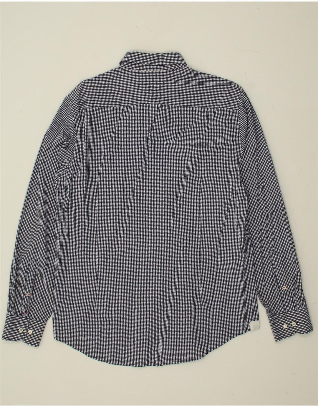 TOMMY HILFIGER Mens Shirt Large Navy Blue Check Cotton Vintage Tommy Hilfiger and Second-Hand Tommy Hilfiger from Messina Hembry 