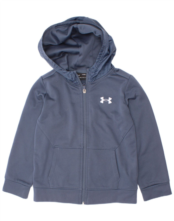Under Armour Boys Zip Hoodie Sweater 5-6 Years Navy Blue Polyester