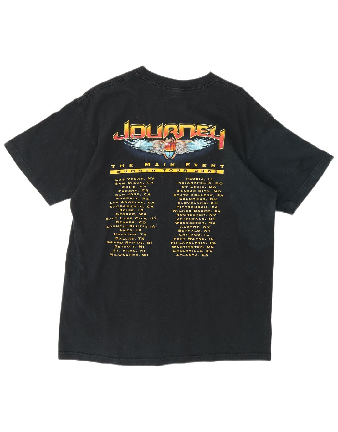 Journey Band Mens 2003 The Main Event Summer Tour T-Shirt Top Medium Black