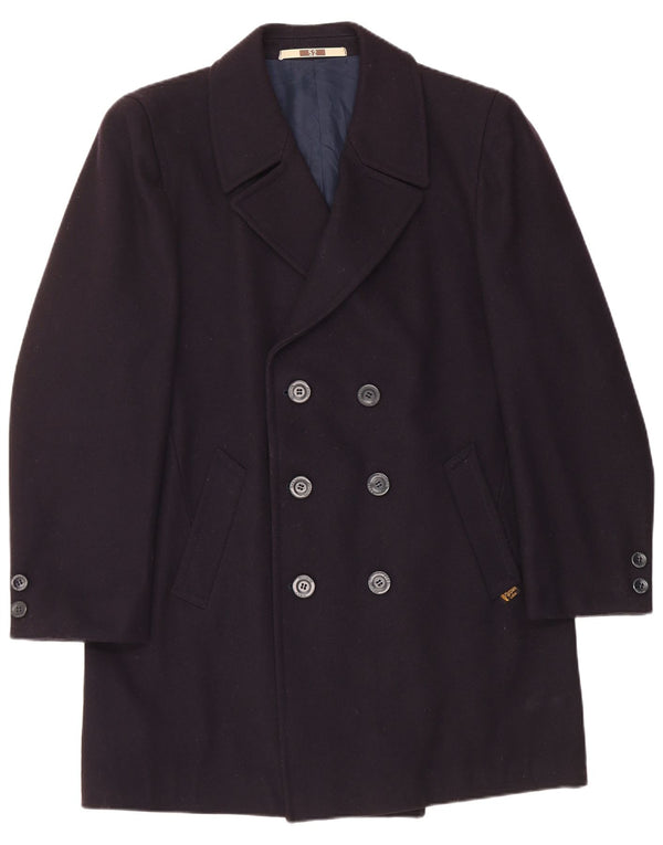 Vintage Mens Pea Coat IT 52 XL Navy Blue Viscose