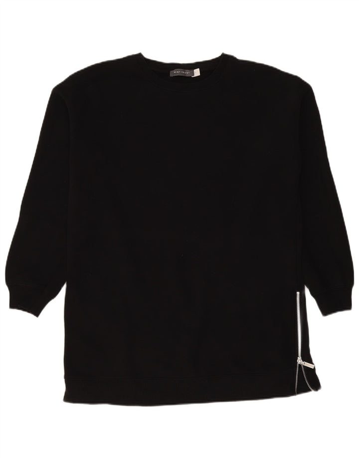 MINT VELVET Womens Longline Oversized Sweatshirt Jumper UK 10 Small Black