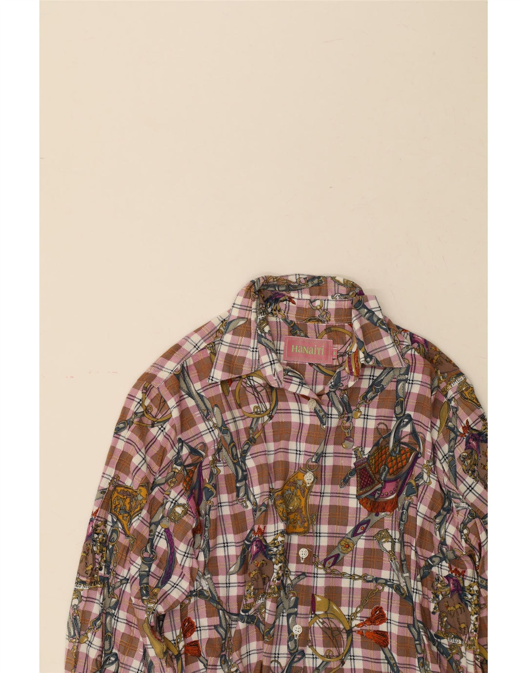 HANAITI Womens Riding Abstract Pattern Shirt UK 14 Medium Purple Vintage HANAITI and Second-Hand HANAITI from Messina Hembry 