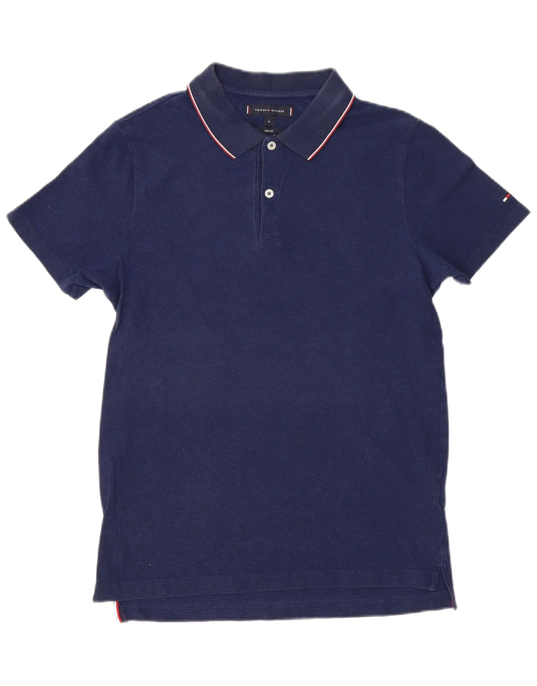 TOMMY HILFIGER Mens Slim Fit Polo Shirt Medium Navy Blue Cotton