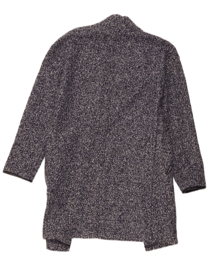 Marks & Spencer Womens Open Overcoat UK 8 Small Navy Blue Flecked Polyester