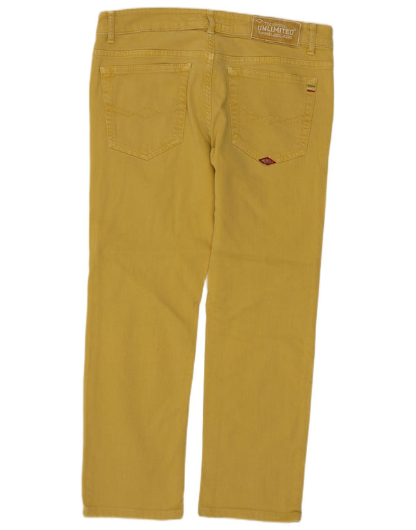 UNLIMITED Mens Cropped Jeans W31 L25 Yellow Cotton