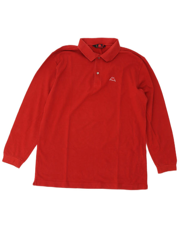 Kappa Mens Long Sleeve Polo Shirt Large Red Cotton