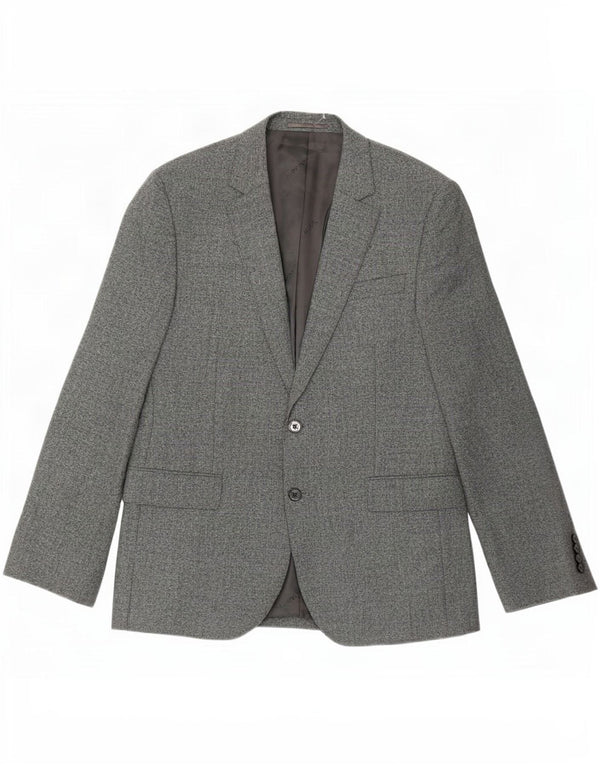 Jaeger Mens 2 Button Blazer Jacket UK 40 Large Grey Wool