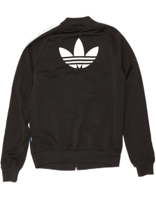 Adidas Womens Graphic Tracksuit Top Jacket UK 6 XS Black Polyester