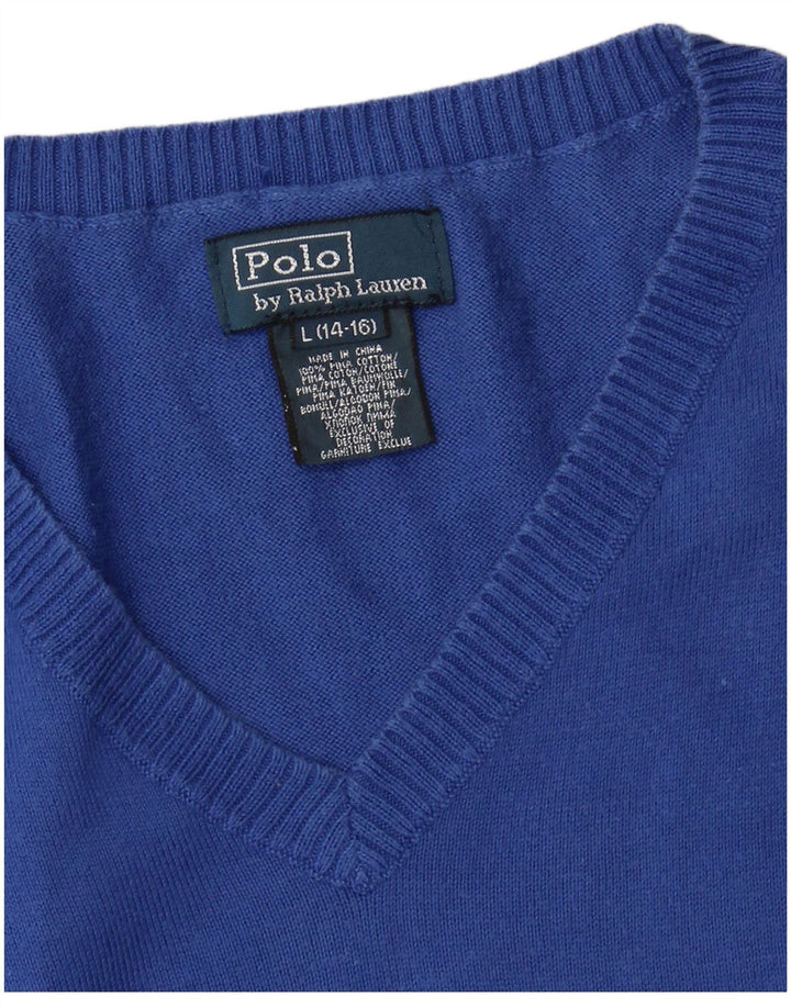 POLO RALPH LAUREN Boys Vest Tank Top 14-15 Years Large Blue Cotton