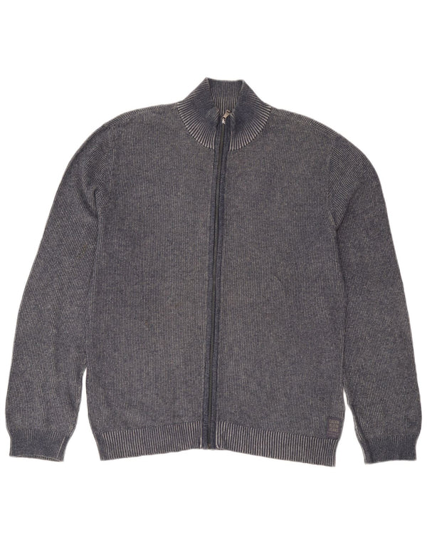 Calvin Klein Jeans Mens Cardigan Sweater  Large Navy Blue Cotton