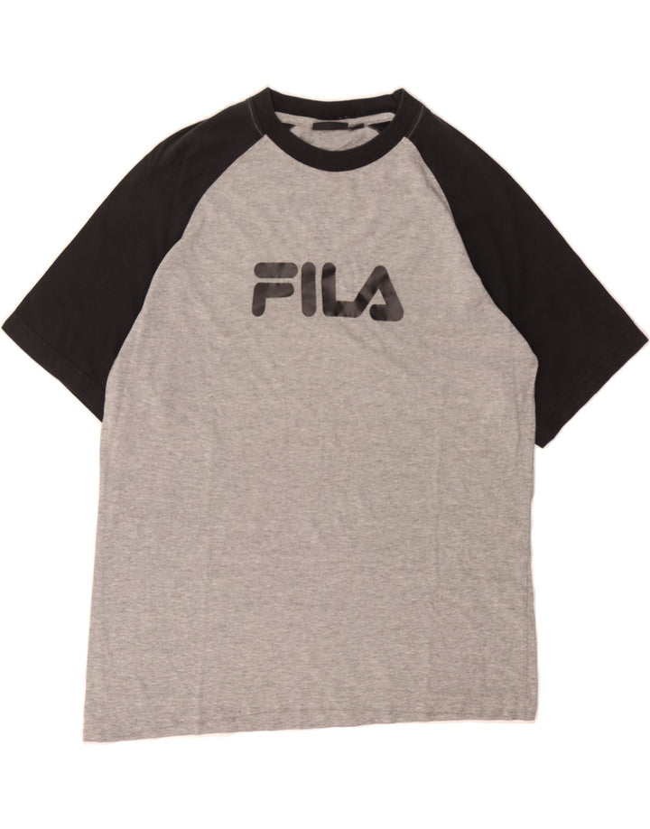 FILA Mens Graphic T-Shirt Top Medium Grey Colourblock Cotton Vintage Fila and Second-Hand Fila from Messina Hembry 