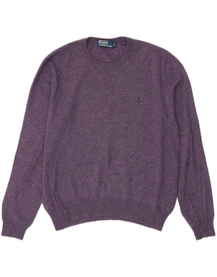 POLO RALPH LAUREN Mens Crew Neck Jumper Sweater Large Purple Flecked