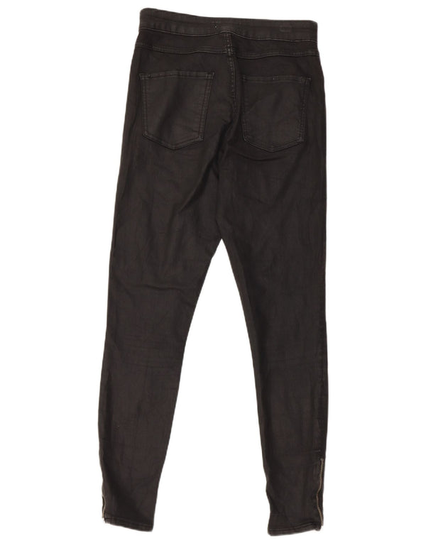 Zara Womens Waxed Skinny Casual Trousers EU 38 Small W28 L26 Black