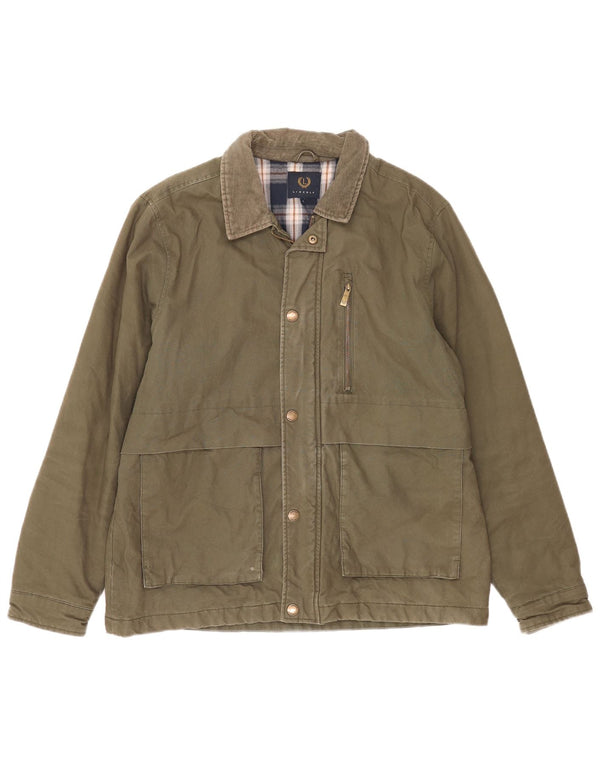 Lincoln Mens Utility Jacket UK 40 Large Khaki Cotton