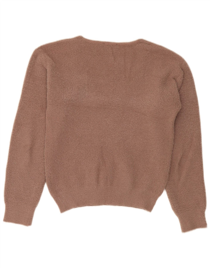 Zara Womens Oversized V-Neck Jumper Sweater UK 10 Small Brown Polyester