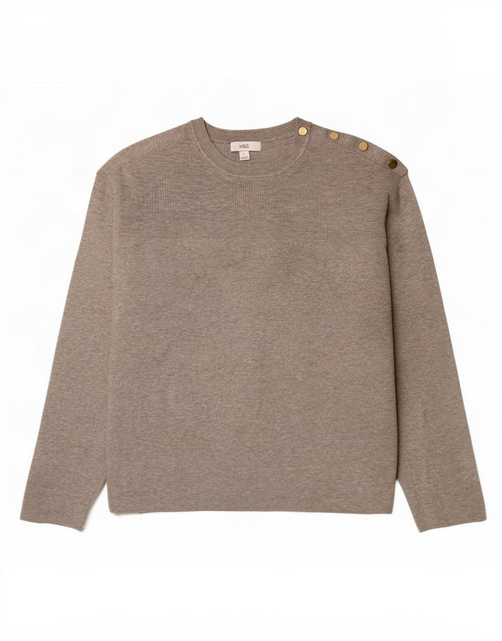 Marks & Spencer Womens Oversized Crew Neck Jumper Sweater UK 16 Large Grey