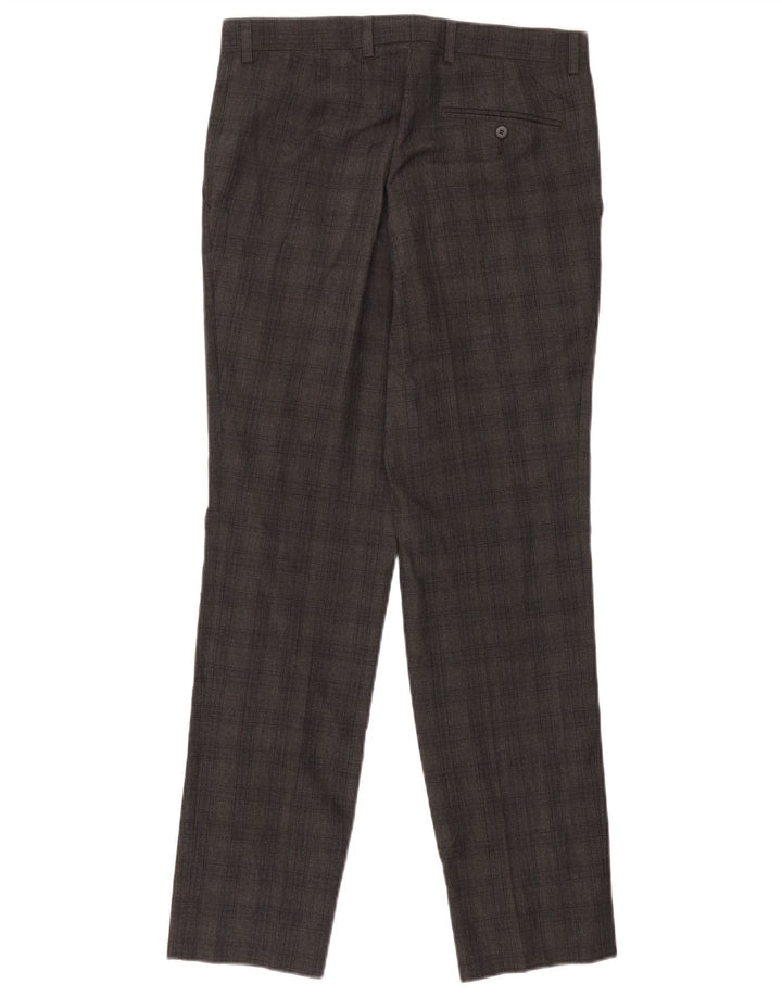 Marks & Spencer Mens Slim Suit Trousers W30 L31 Grey Check Polyester