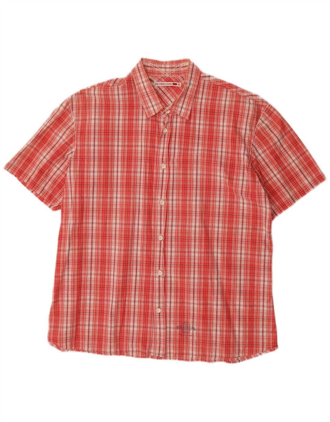 LEVI'S Mens Short Sleeve Shirt XL Red Check Cotton