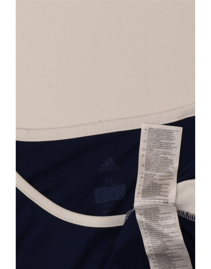 Adidas Mens Climalite T-Shirt Top XL Navy Blue Colourblock Polyester