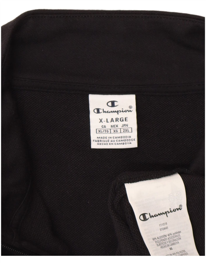 Champion Mens Graphic Tracksuit Top Jacket XL Black Cotton