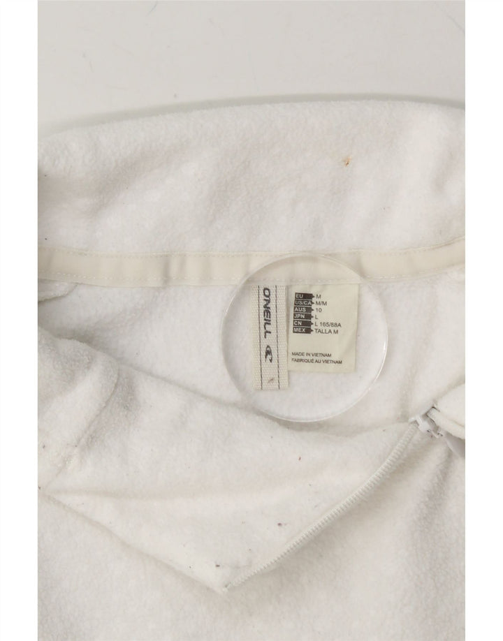 O'NEILL Womens Zip Neck Fleece Jumper UK 14 Medium White Polyester