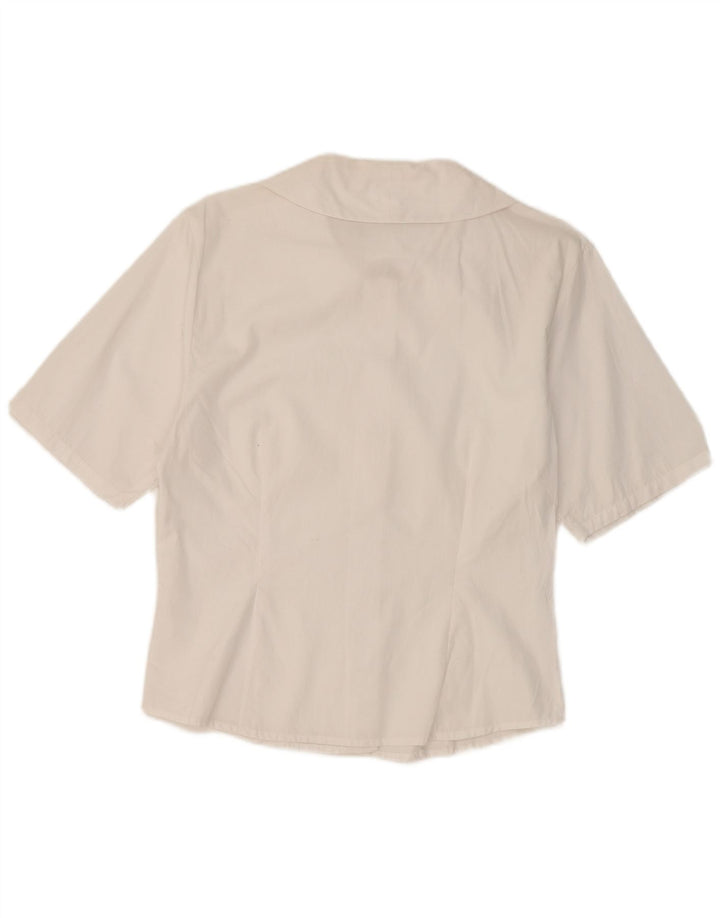 Vintage Womens Short Sleeve Shirt Blouse UK 12 Medium White