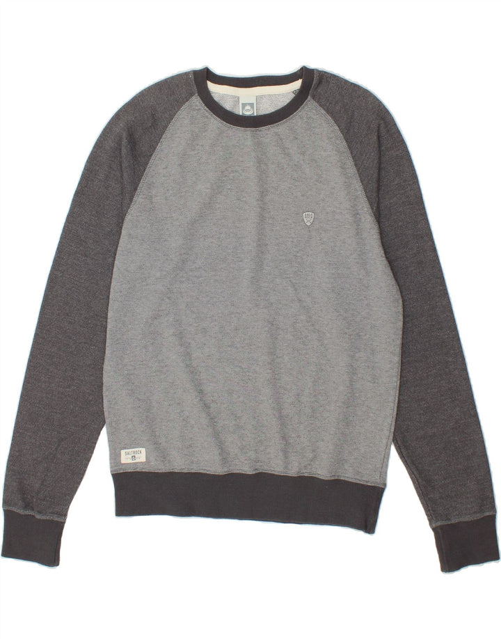SALTROCK Mens Sweatshirt Jumper Small Grey Colourblock Cotton Vintage Saltrock and Second-Hand Saltrock from Messina Hembry 