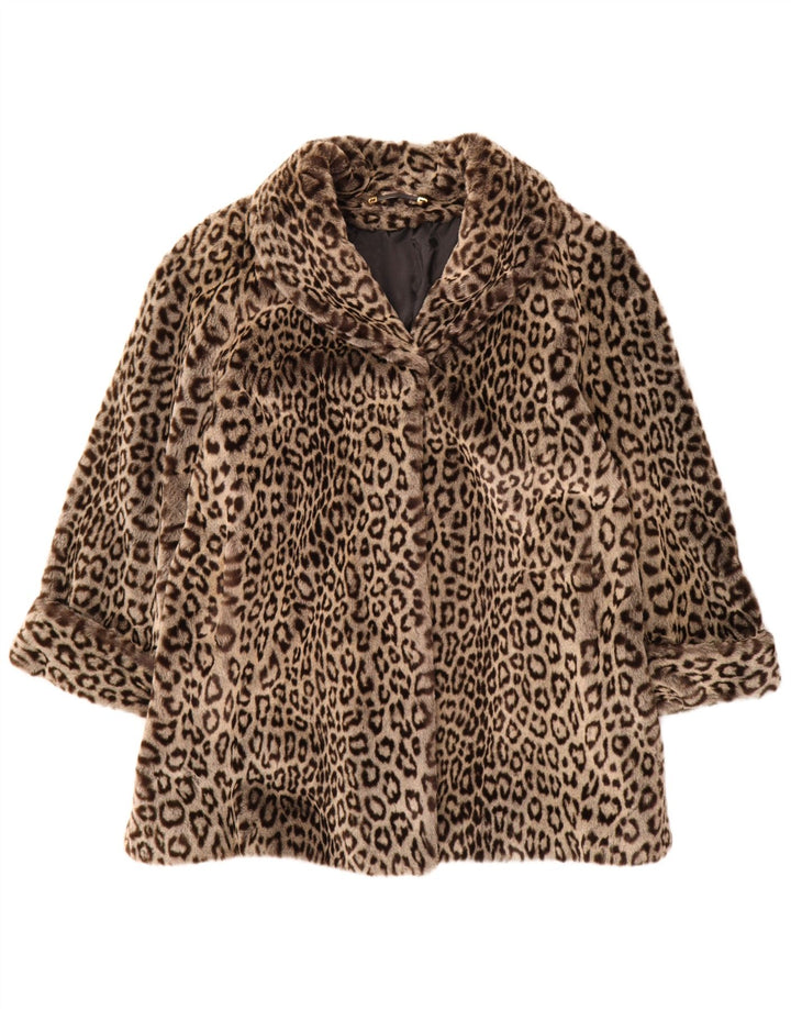 C&A Womens YOUR SIXTH SENSE Overcoat IT 44 Medium Brown Animal Print