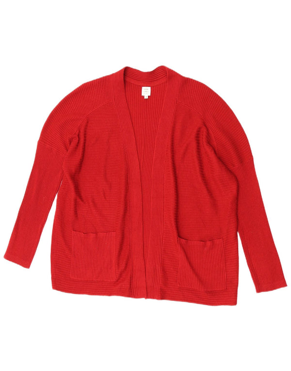 John Lewis Womens Oversized Open Cardigan Sweater UK 10 Small Red Polyester