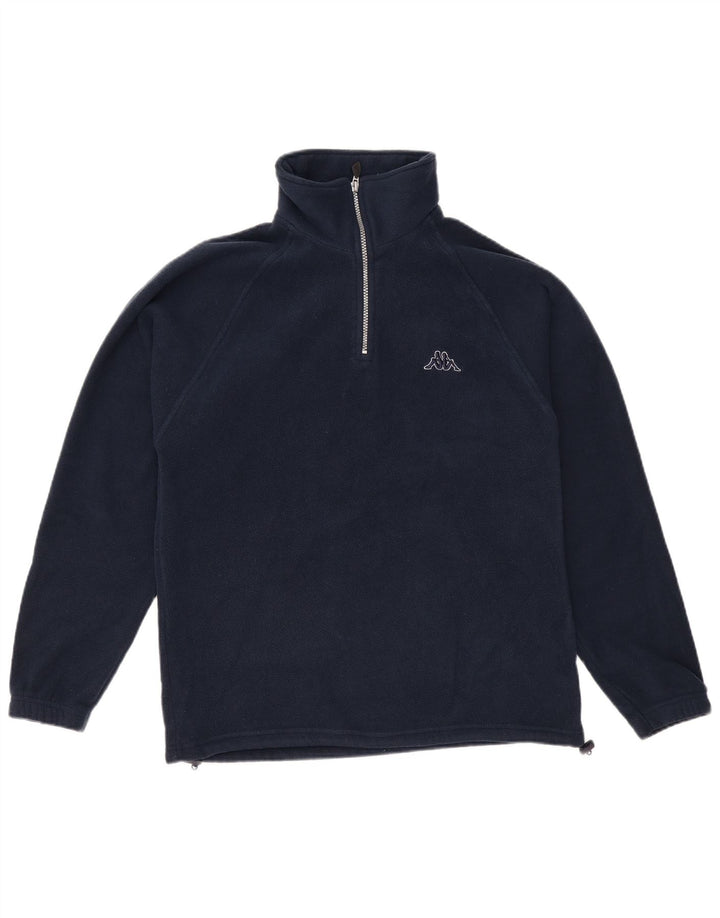 KAPPA Mens Zip Neck Fleece Jumper Small Navy Blue Polyester