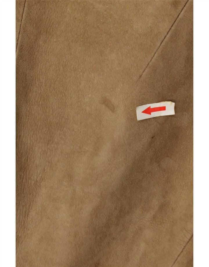 Vintage Womens Suede Jacket UK 10 Small Beige